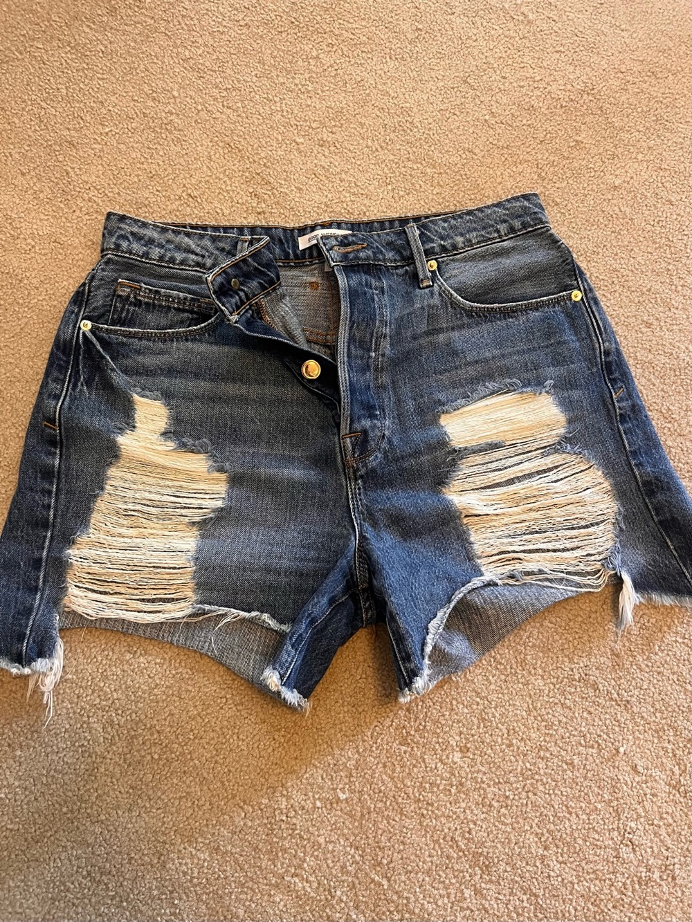 Good American Distressed Denim Shorts